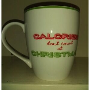 Pfaltzgraff Everyday Calories Dont Count At Christmas Coffee Mug White Green Red